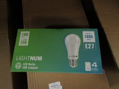 Pack of 4 Lightnum E27 13w LED light bulbs, new and boxed