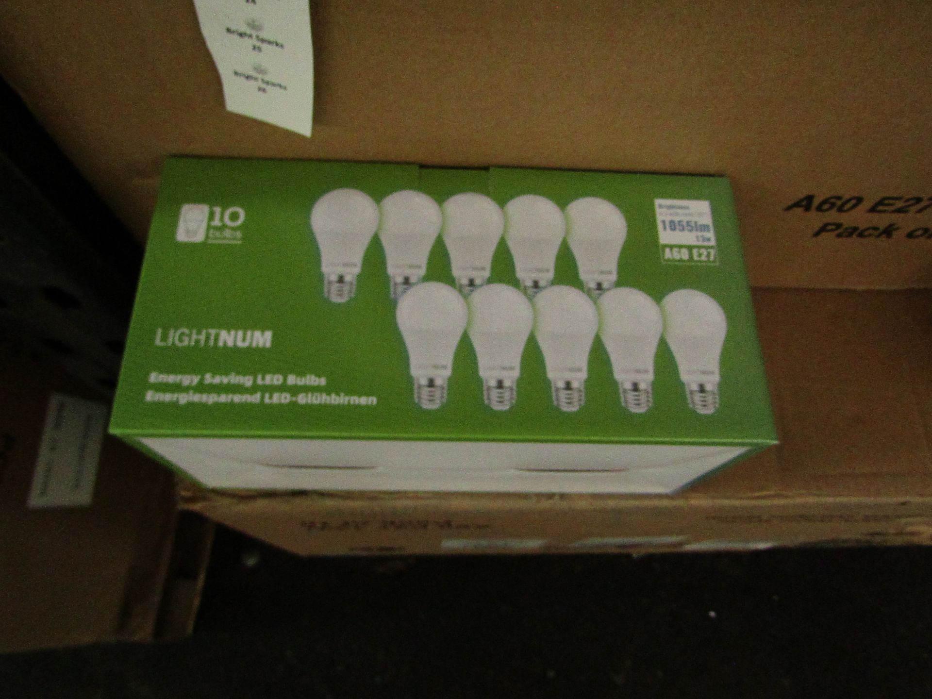 24x Packs of 10 Lightnum A60ÿ E27 13w LED light bulbs, new and boxed