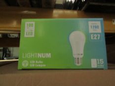 Pack of 15 Lightnum E27 13w LED light bulbs, new and boxed