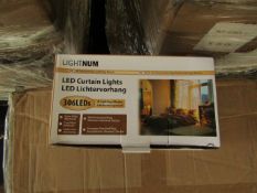 Lightnum LED 3mtr Light curtain with 306 LED and 8 modes, new and boxed.