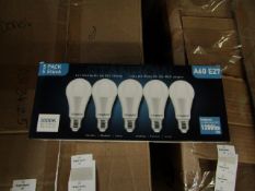 Pack of 5 Stanbow A60 E27 13w LED light bulbs, new and boxed