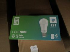 Pack of 4 Lightnum E27 13w LED light bulbs, new and boxed