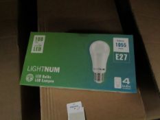 Pack of 4 Lightnum E27 13w LED light bulbs, new and boxed