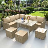 Furniture Online Barcelona 9 Seater Rattan Outdoor Garden Corner Sofa Dining Set in Natural- box 2 -