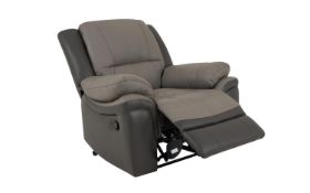 Pluto Manual Recliner Chair L.Grey D.Grey Self Stitch No Wood10 RRP 730 Pluto Manual Recliner