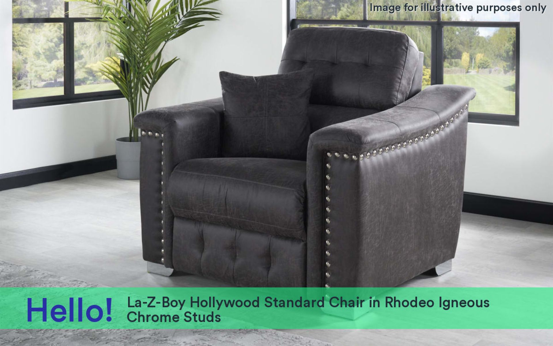La-Z-Boy Hollywood Standard Chair Rhodeo Igneous Chrome Studs RRP 1000La-Z-Boy Hollywood Standard