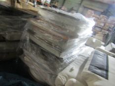 Pallet of 9 various dining tables, all without legs and not inspected for potential damage. RRP