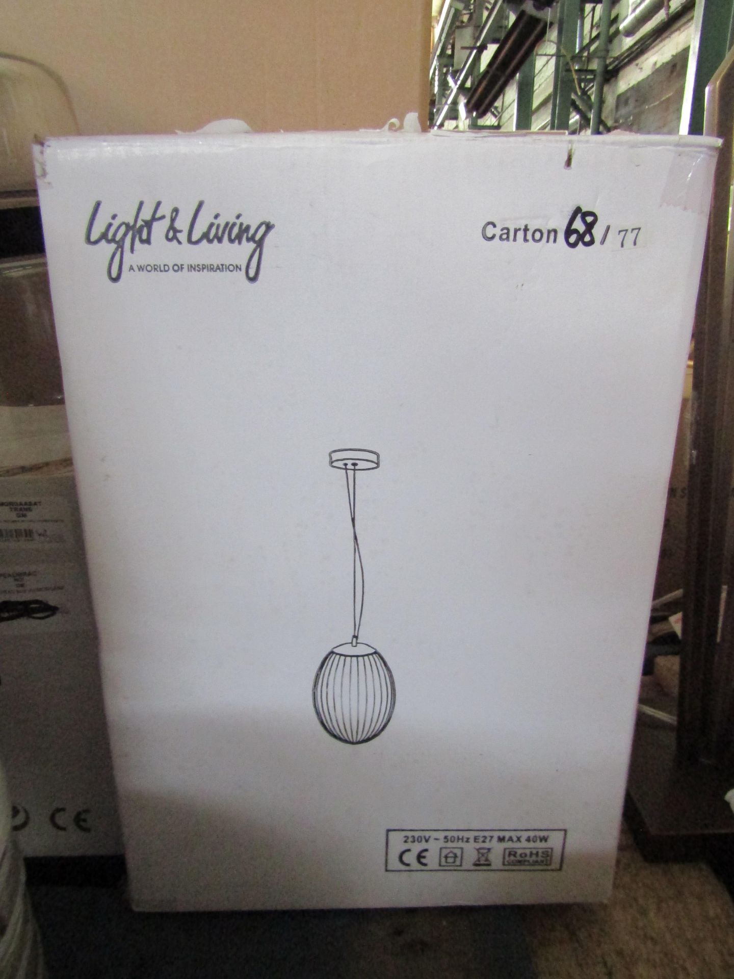 Ribbed Glass Drop Pendant Light, Small diam 23 x H31.5cm - RRP ?145.00 - New & Boxed. (374)