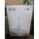 Ribbed Glass Drop Pendant Light, Small diam 23 x H31.5cm - RRP ?145.00 - New & Boxed. (374)