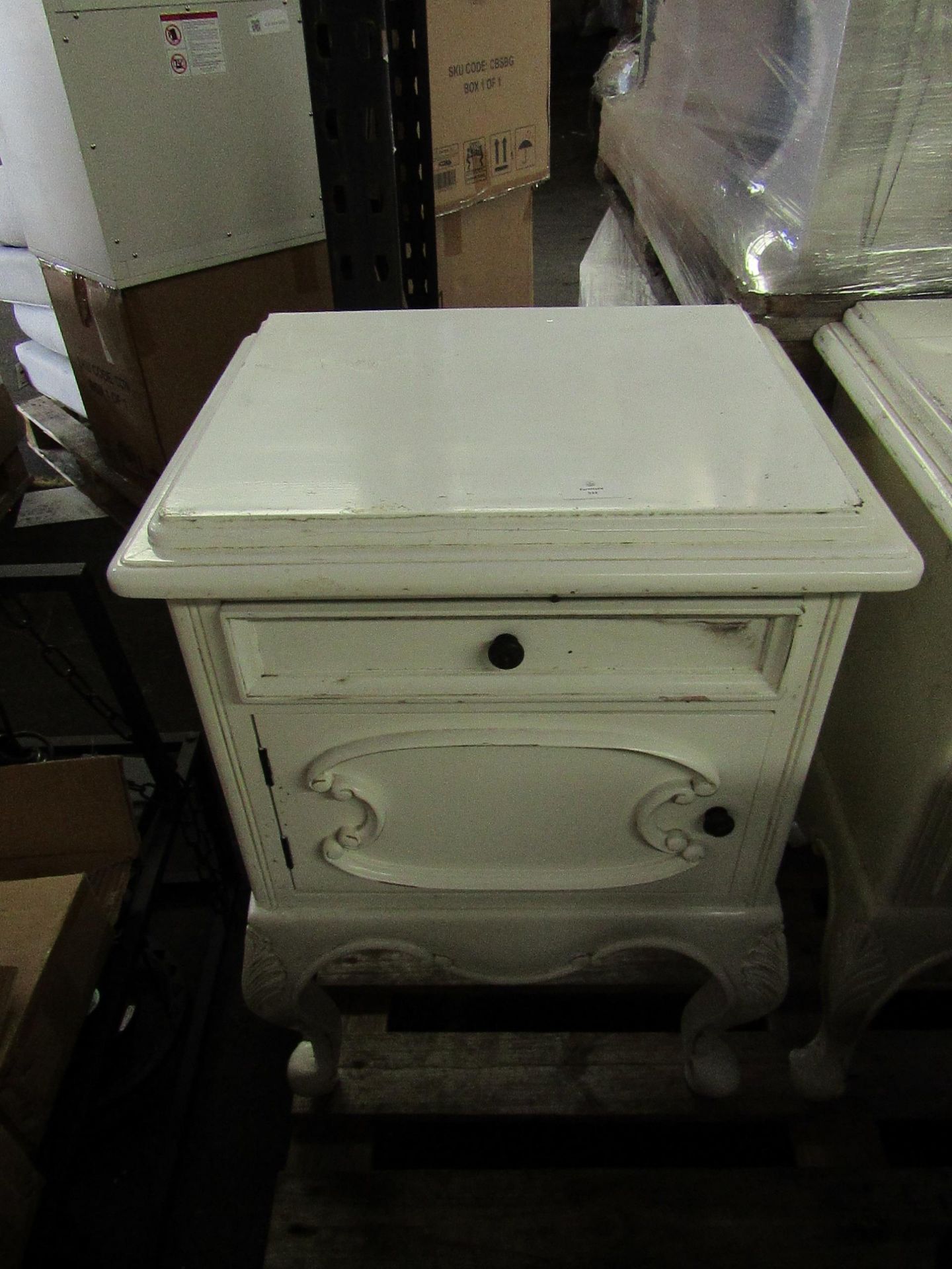 French 2 Drawer Bedside Table, White. RRP 150