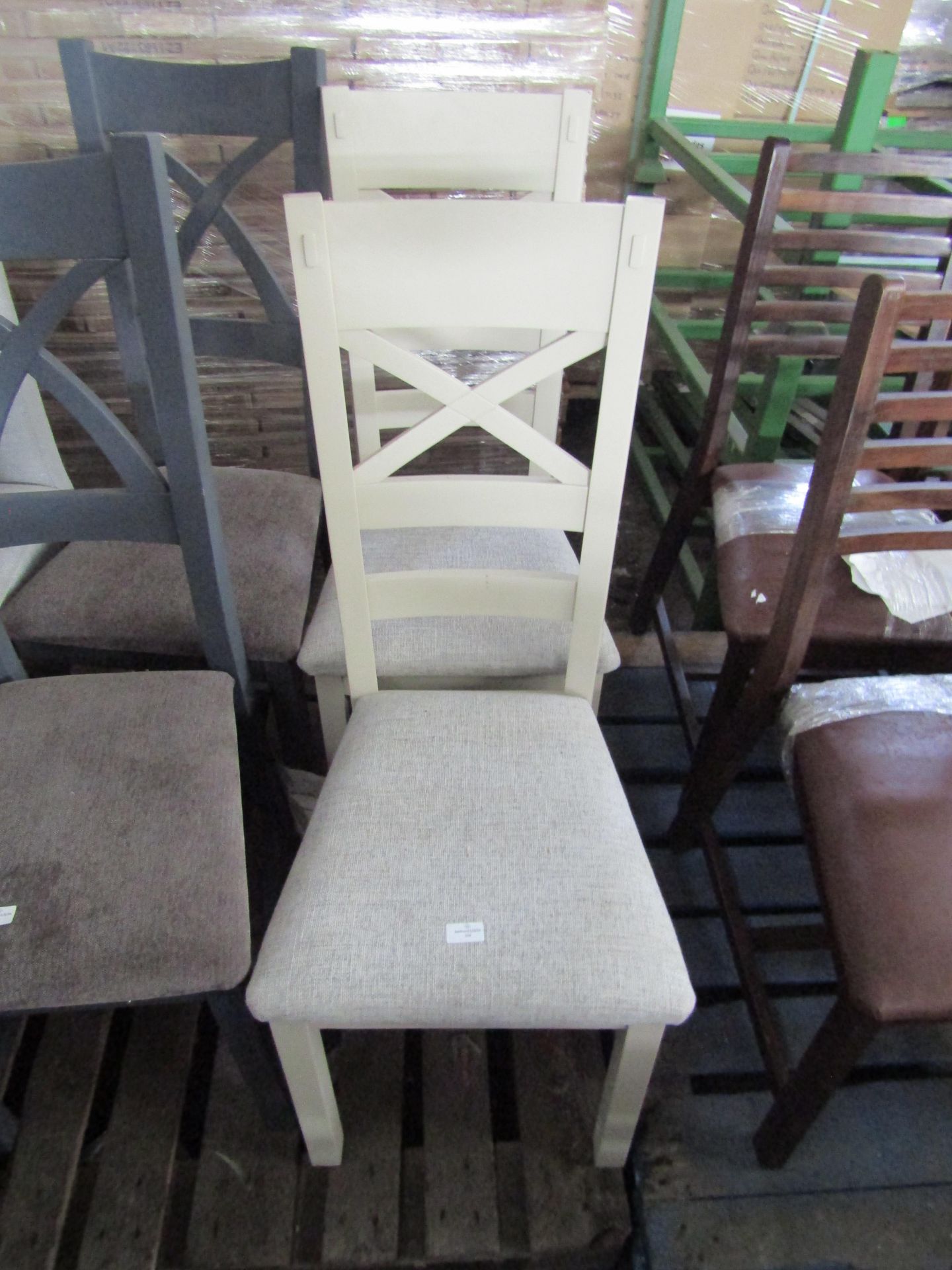Oak Furnitureland St Ives Light Grey Painted Chair With Plain Grey Fabric Seat (Pair) RRP 340About