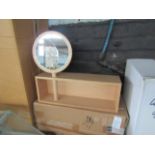 Oak Shelf With Mirror. Size: W50 x D12 x H45cm - RRP ?85.00 - New & Boxed. (237)
