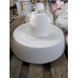 Gloss White Dome Pendant Light Grey Cable. Size: D46 x H26cm - RRP ?225.00 - New. (433)