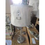 Contemporary Squashed Look Table Lamp Beige. Size: Lamp H40cm - Shade 25 x 25 x 20cm - RRP ?75.