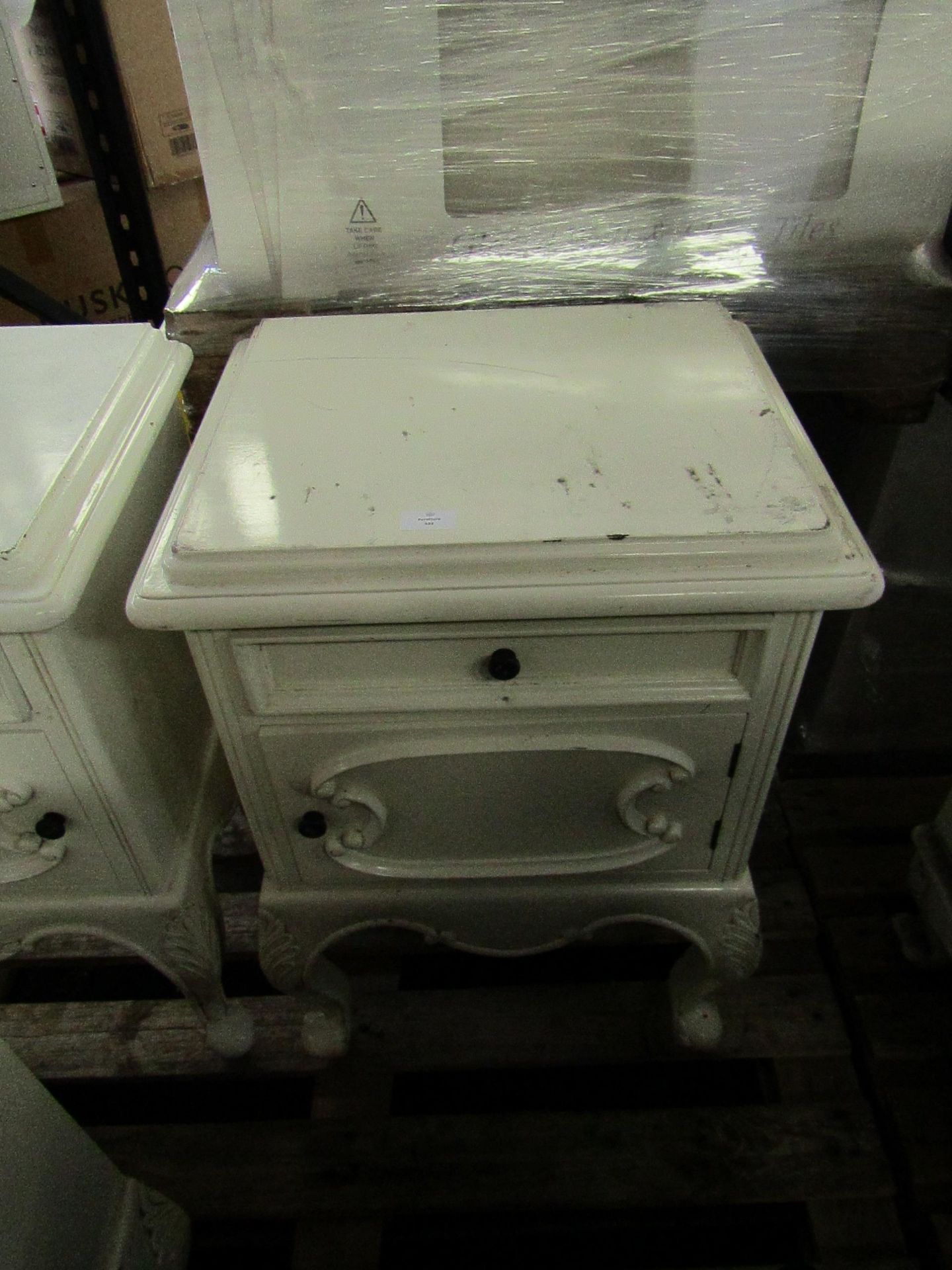 French 2 Drawer Bedside Table, Cream. RRP 150