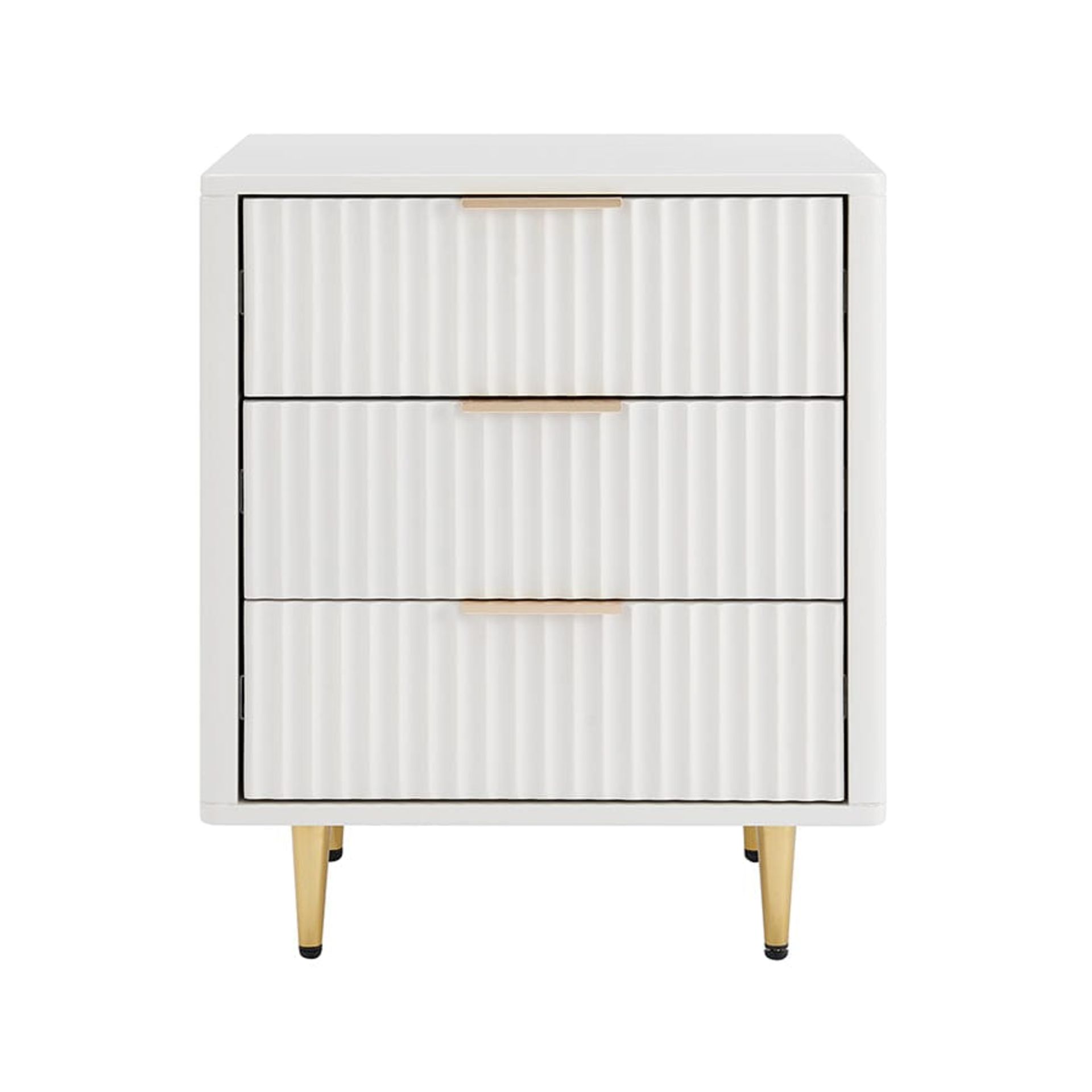 Dusk Gracie 3 Drawer Bedside Table - White/Gold RRP 159About the Product(s)TXBSWG - Gracie 3