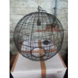 Round Black Wire Frame Hanging Light. Size: Diam 55 x H55cm - RRP œ180.00 - New & Boxed. (378)