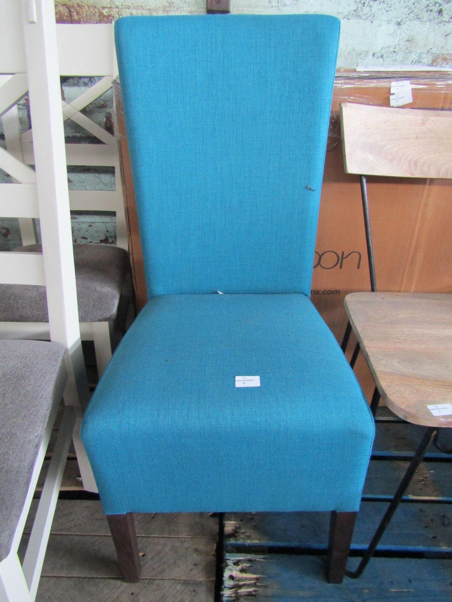 Bentley Designs Nina Walnut Teal Fabric Wing Back Dining Chair RRP 293About the Product(s)Bentley - Image 2 of 2