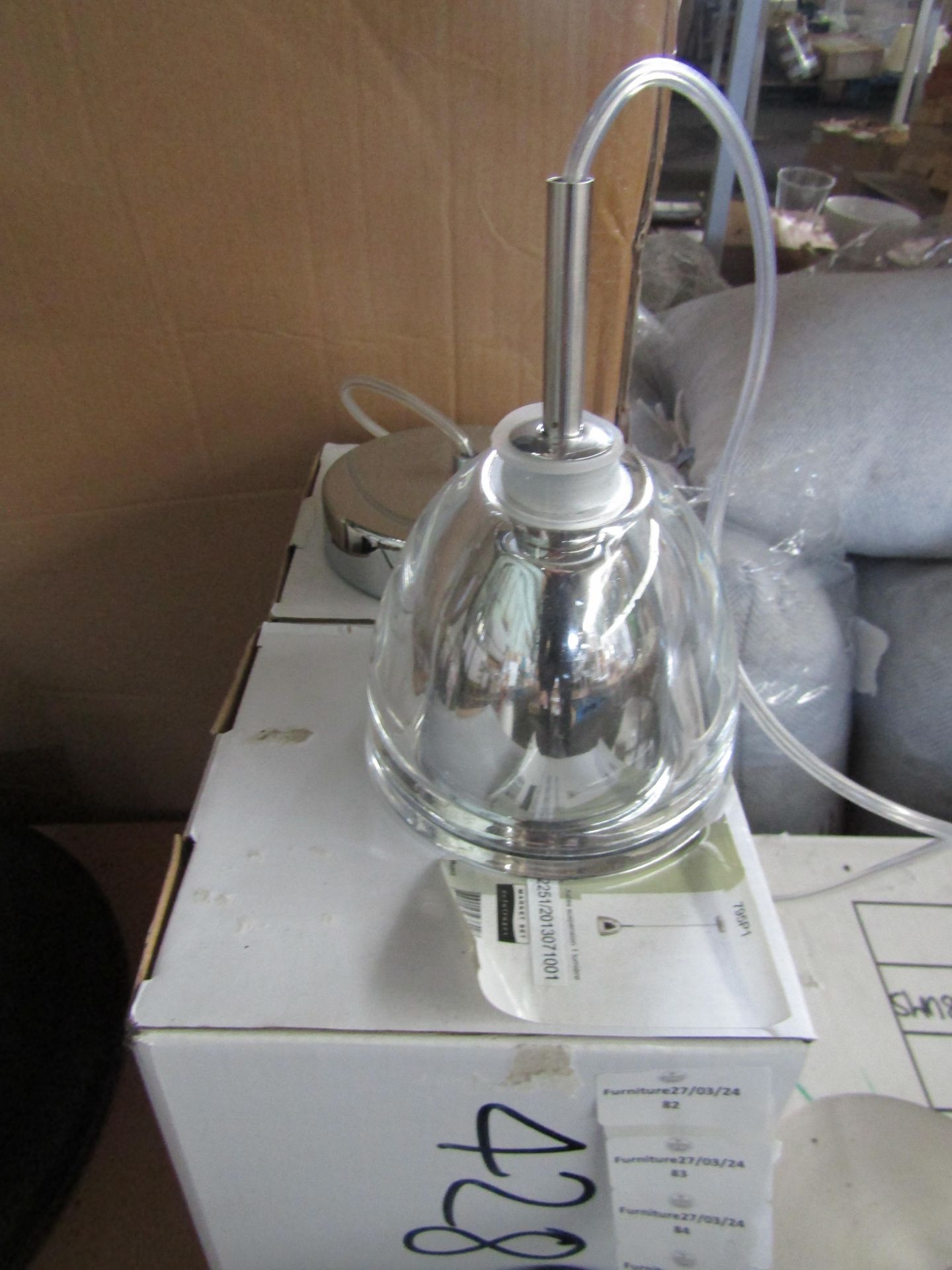 Nickel & Glass Dome Pendant Light. Size: H100 x D11.7cm - RRP œ174.00 - New & Boxed.