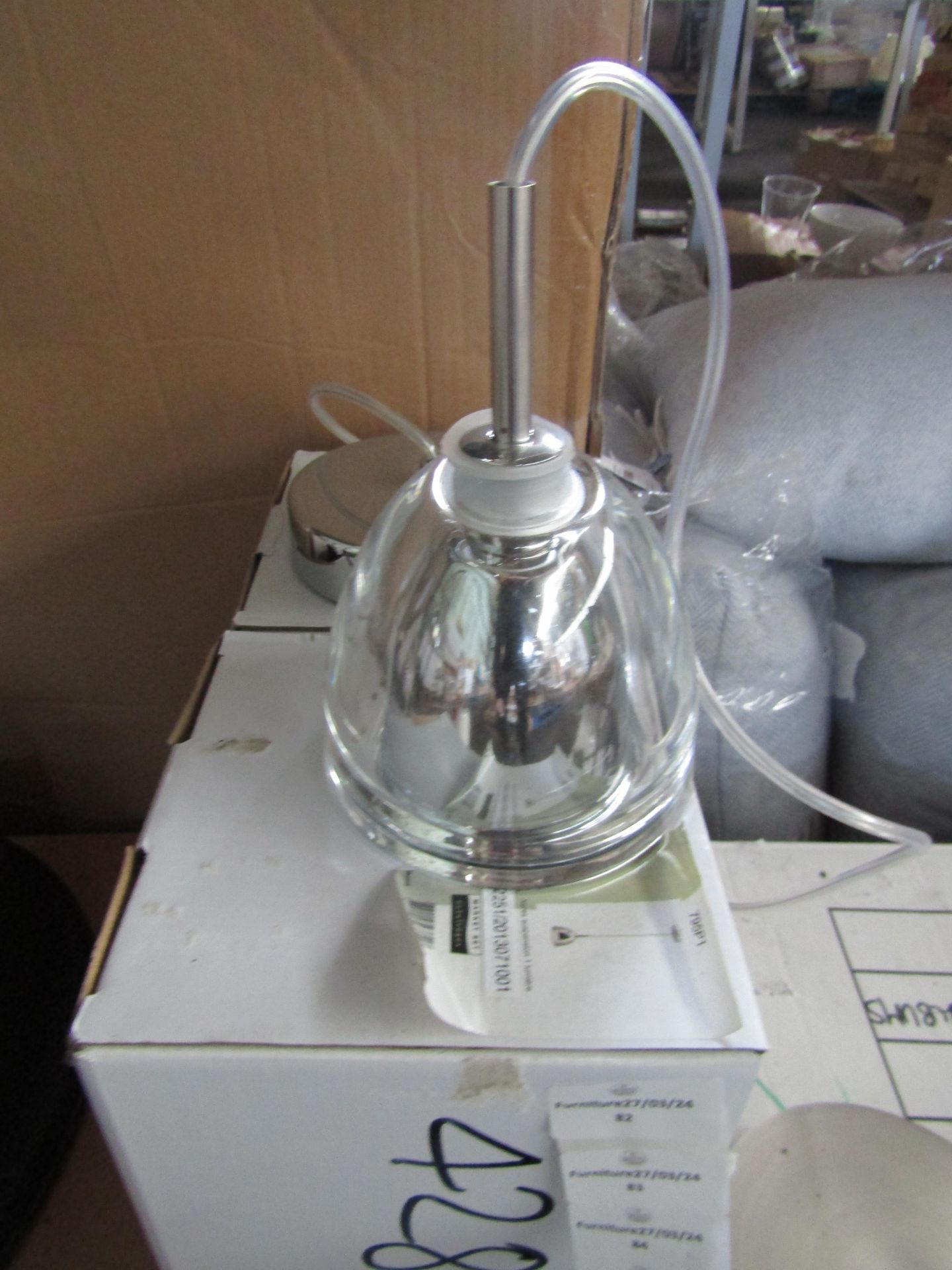 Nickel & Glass Dome Pendant Light. Size: H100 x D11.7cm - RRP œ174.00 - New & Boxed.