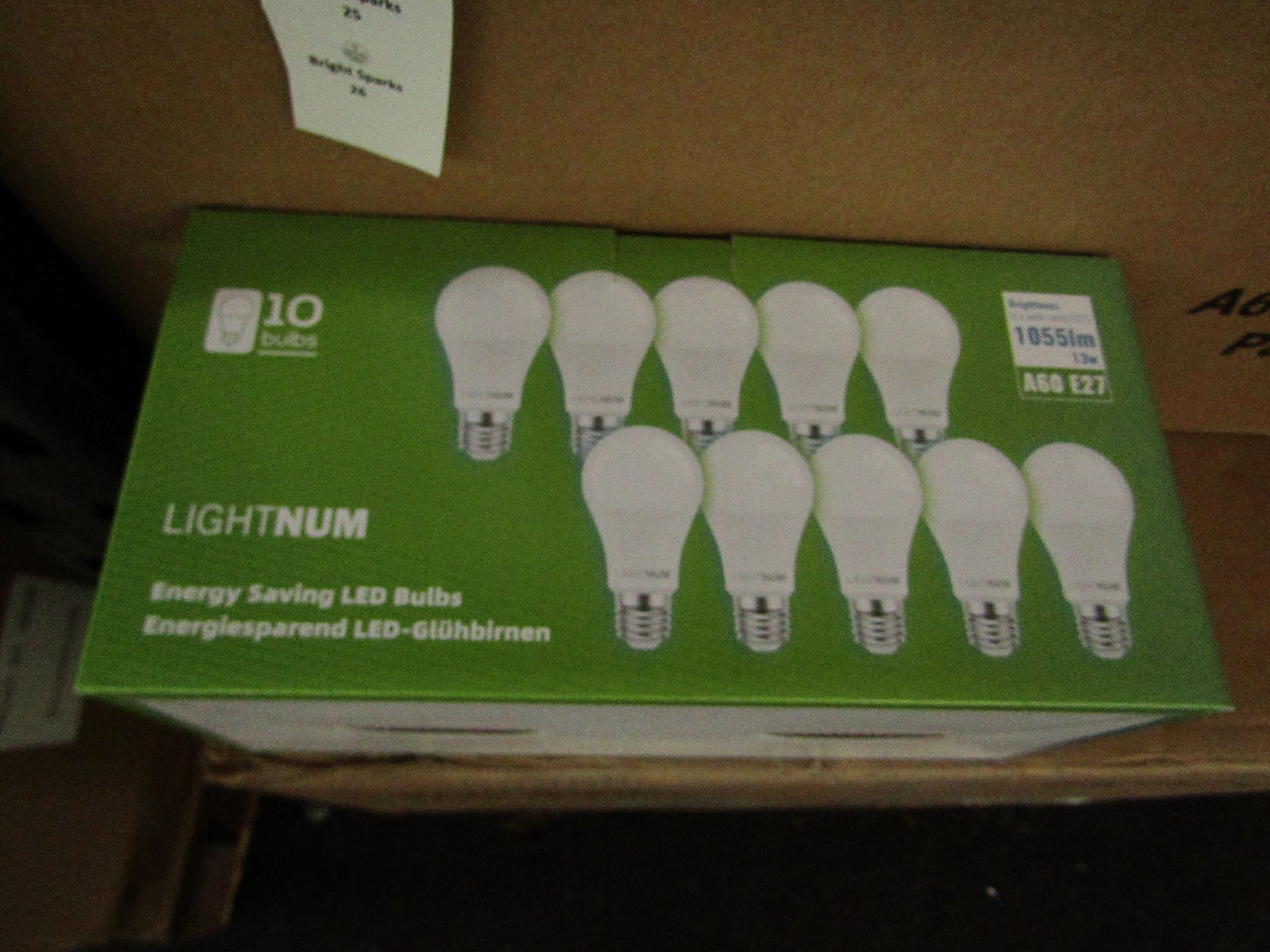 Pack of 10 Lightnum A60˜ E27 13w LED light bulbs, new and boxed