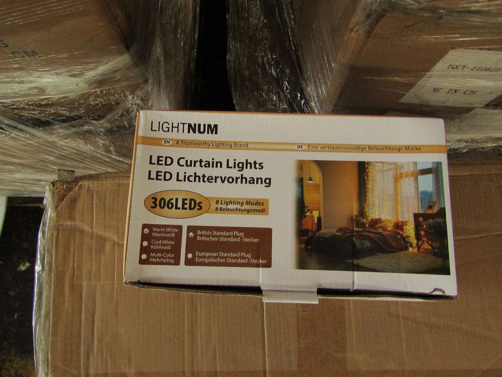 24x Lightnum LED 3mtr Light curtains with 306 LED and 8 modes, new and boxed.