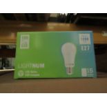 12x Packs of 15 Lightnum E27 13w LED light bulbs, new and boxed