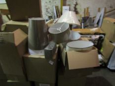Pallet of Approx 55 Chelsom Light/Lamp Shades. All New & Packaged.Various designs, Colours &