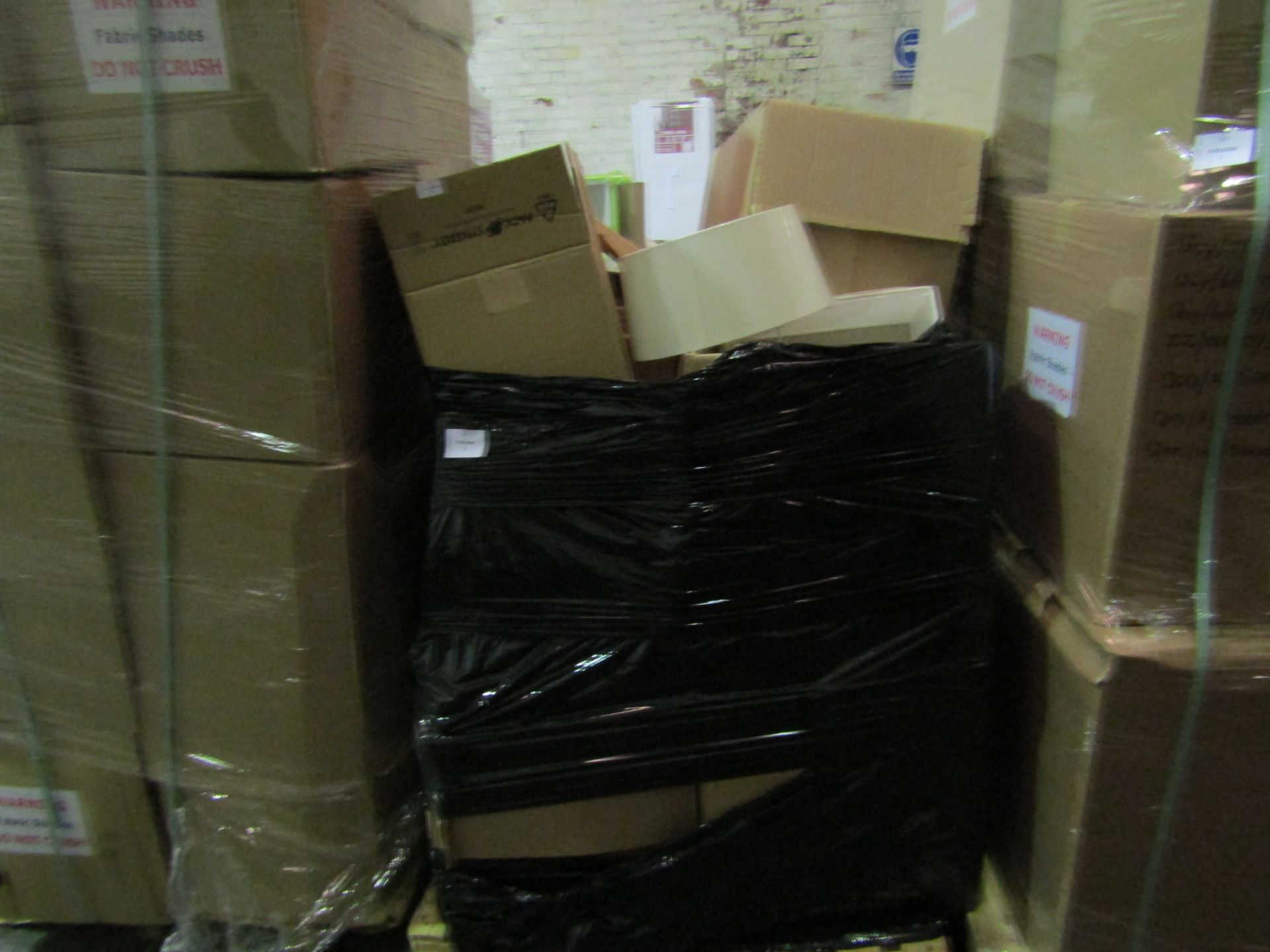 Pallet of Approx 60 Chelsom Light/Lamp Shades. All New & Packaged.Various designs, Colours &