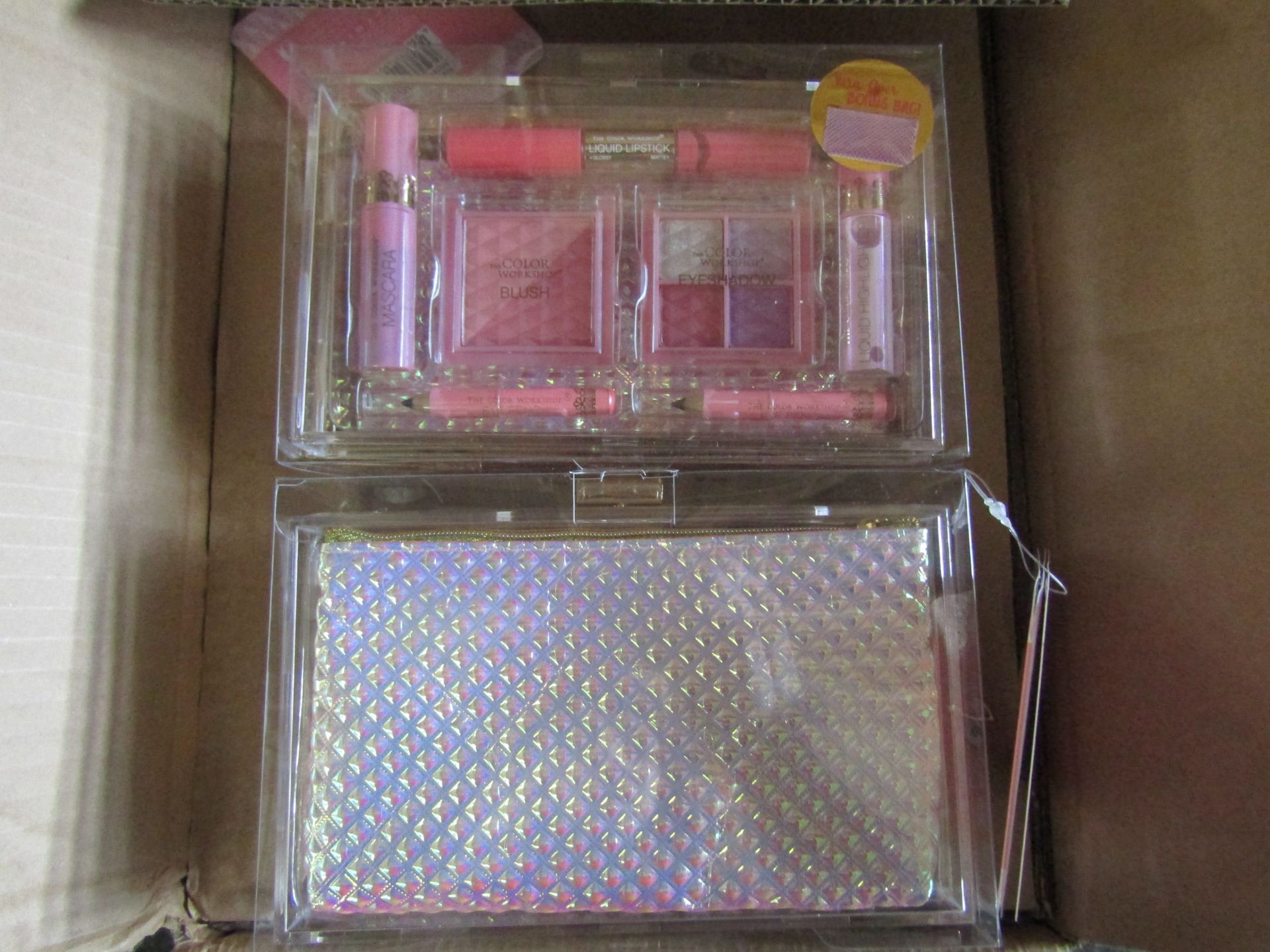 12x The Colour Workshop - Sweetheart 14-Piece Beauty Set With Clutch Bag - New & Packaged.