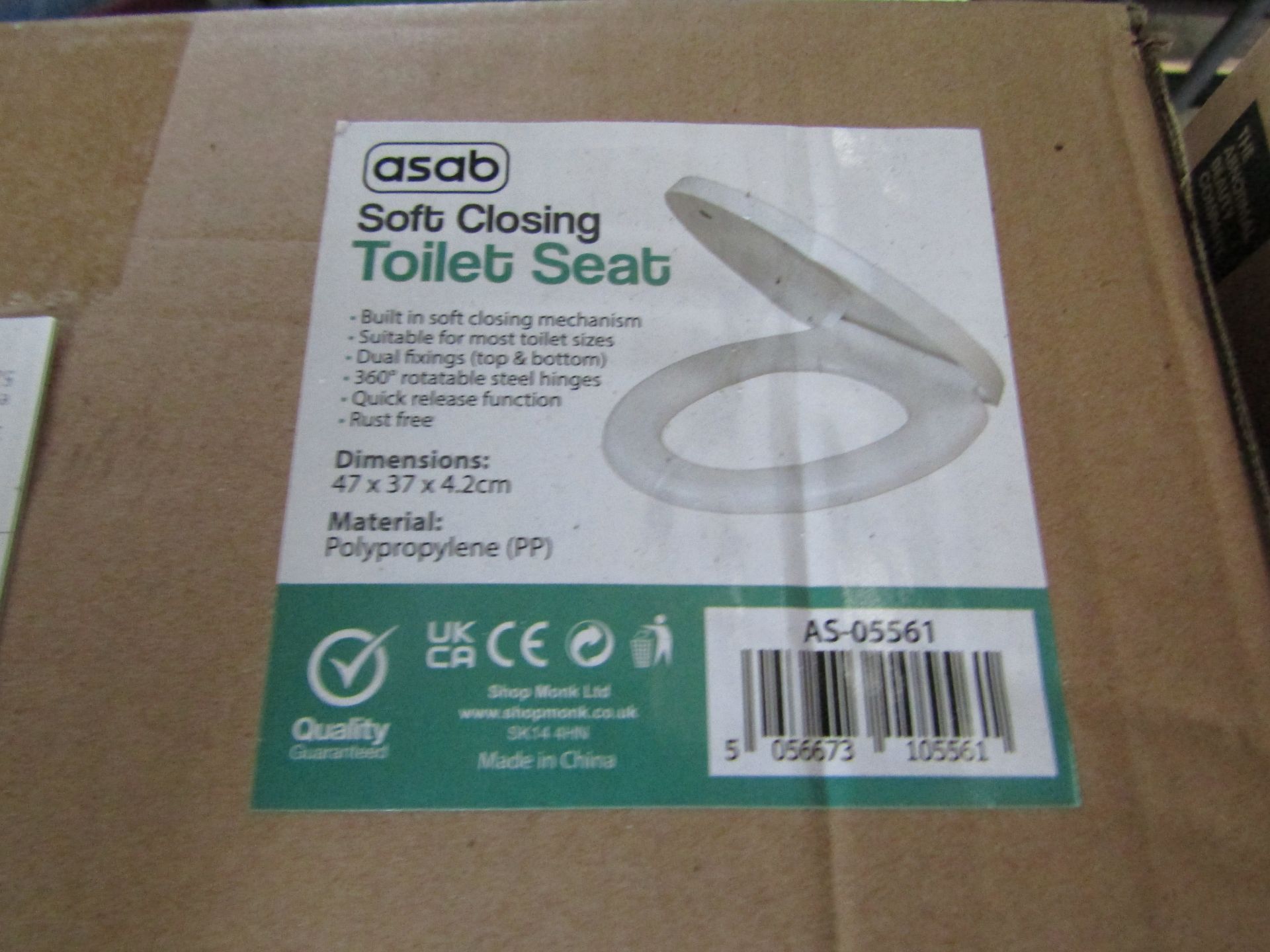 Asab - Soft Closing White Toilet Seat - Good Condition & Boxed.