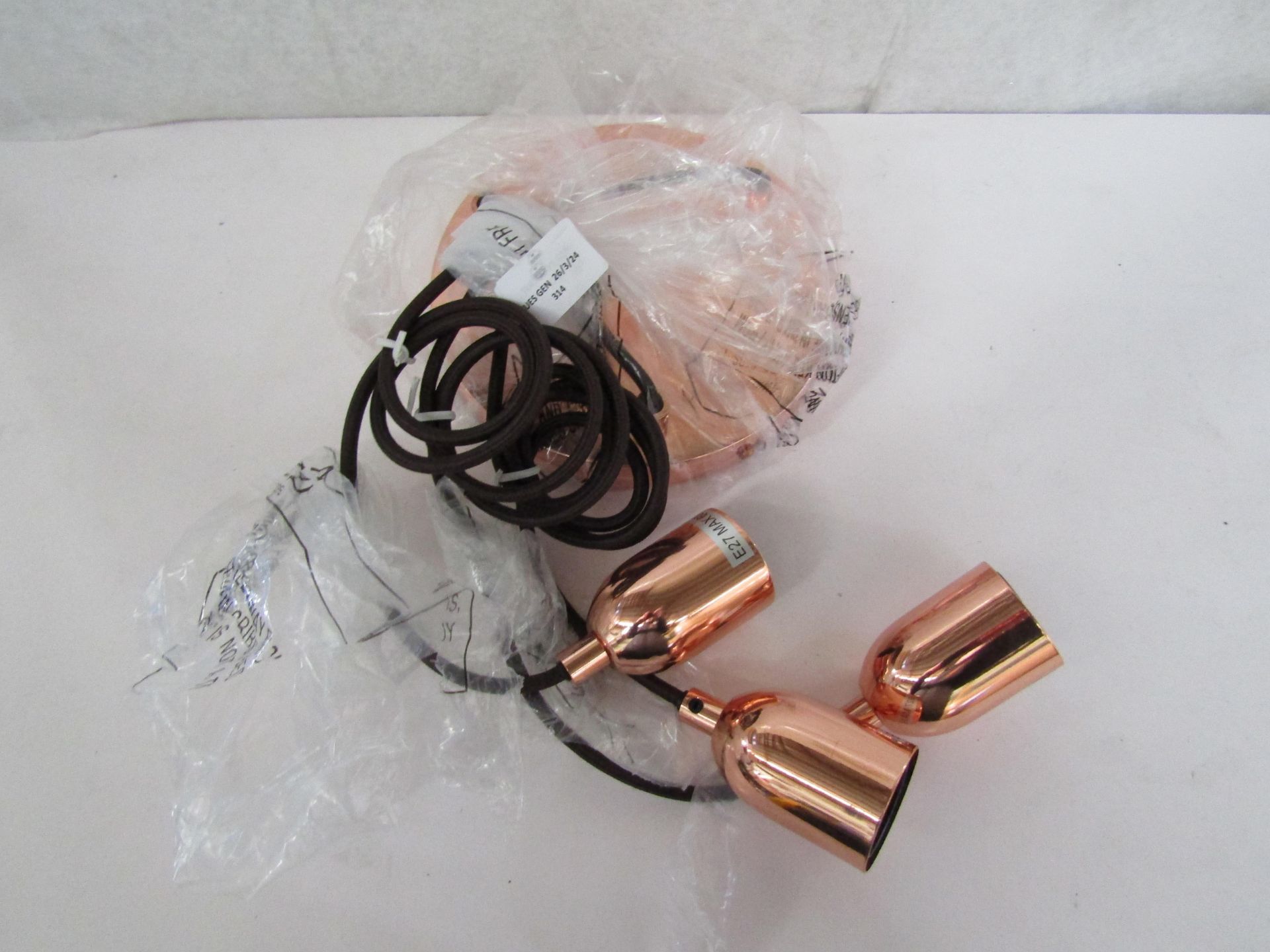 Copper 3-Way Pendent Ceiling Light - Look In Good Condition & Non Original Packaging.