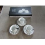 Lux - Espresso Cups & Saucer Set - 6-Pieces - New.