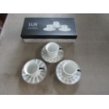 Lux - Espresso Cups & Saucer Set - 6-Pieces - New.