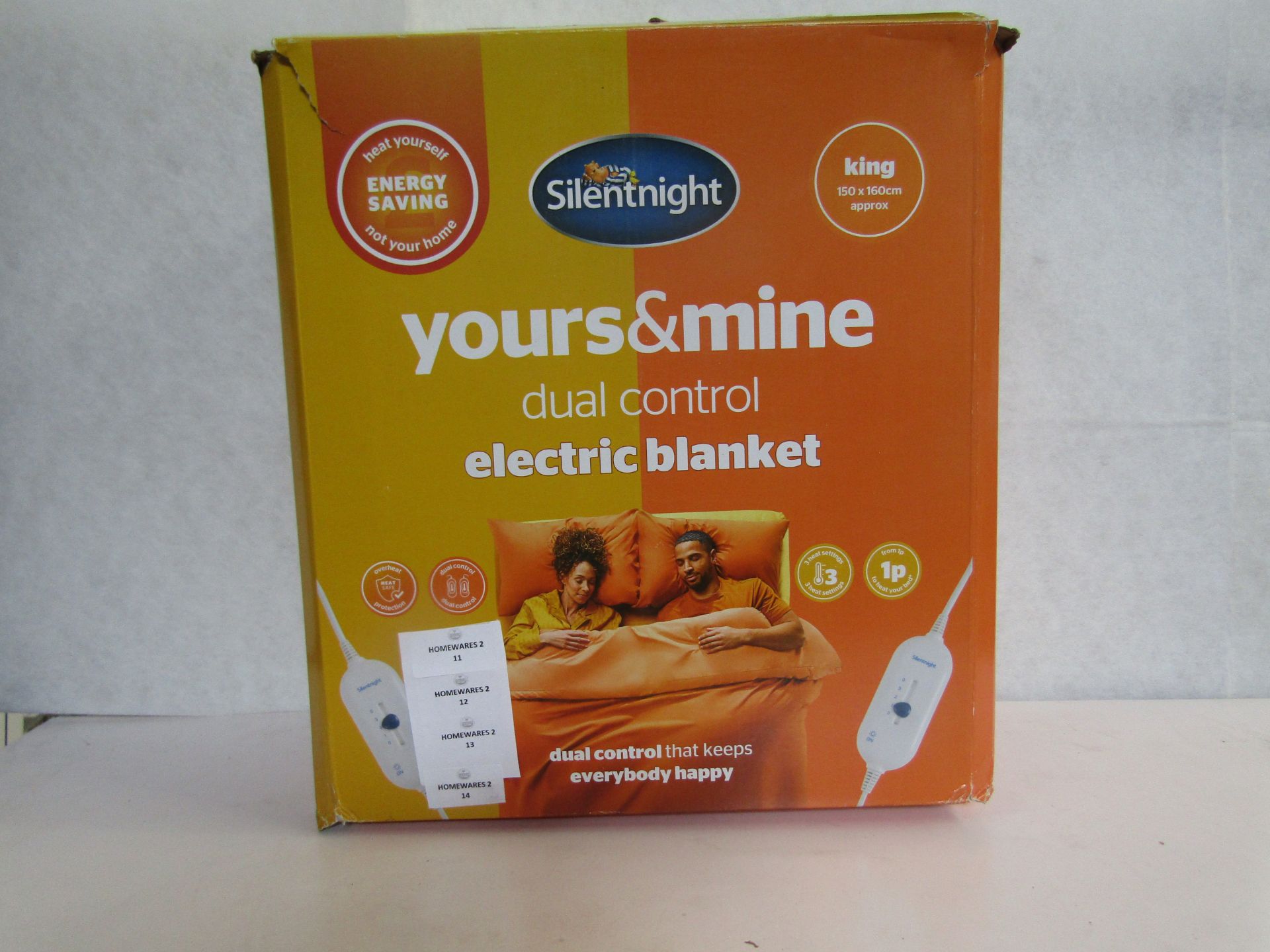 SilentNight - Yours & Mine Dual Control Electric Heated Blanket / Kingsize - Powers On & Boxed.