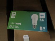 Pack of 4 Lightnum E27 13w LED light bulbs, new and boxed