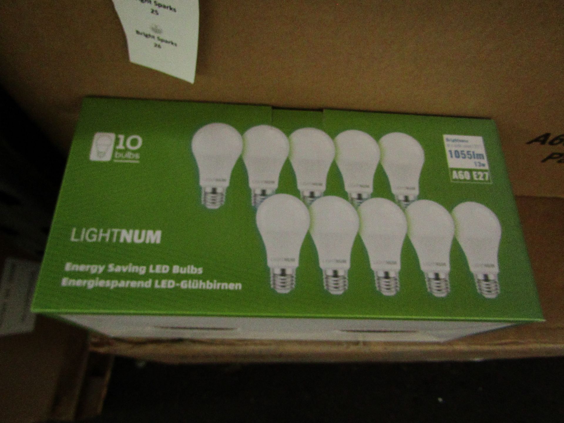 Pack of 10 Lightnum A60˜ E27 13w LED light bulbs, new and boxed