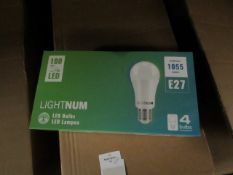 Pack of 4 Lightnum E27 13w LED light bulbs, new and boxed