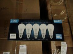 20x Packs of 5 Stanbow A60 E27 13w LED light bulbs, new and boxed