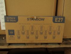 20x Packs of 10 Stanbow E27 4w L˜ED filament light bulbs, new and boxed