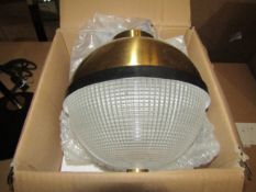 Chelsom Round Brass Wall Light With Textured Glass - New & Boxed.