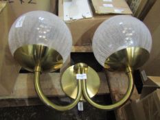 Chelsom Dual Brass Wall Light With Textured Glass Shades - Good Condition & Unboxed.
