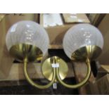 Chelsom Dual Brass Wall Light With Textured Glass Shades - Good Condition & Unboxed.