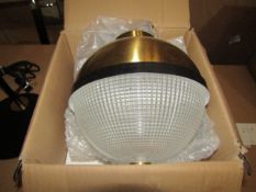 Chelsom Round Brass Wall Light With Textured Glass - New & Boxed.