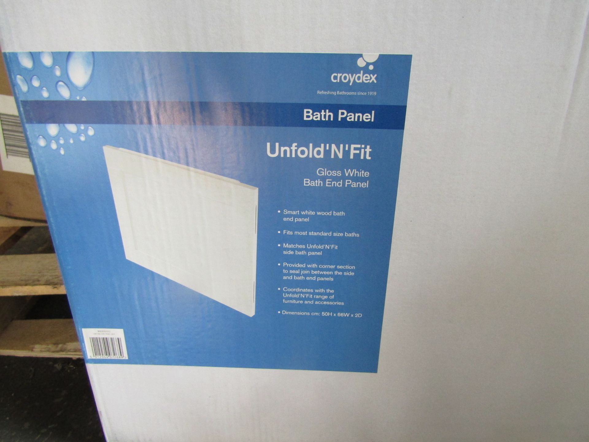 Croydex - Gloss White Unfold N' Fit Bath End Panel / H50 x W66 x D2 CM - New & Boxed.