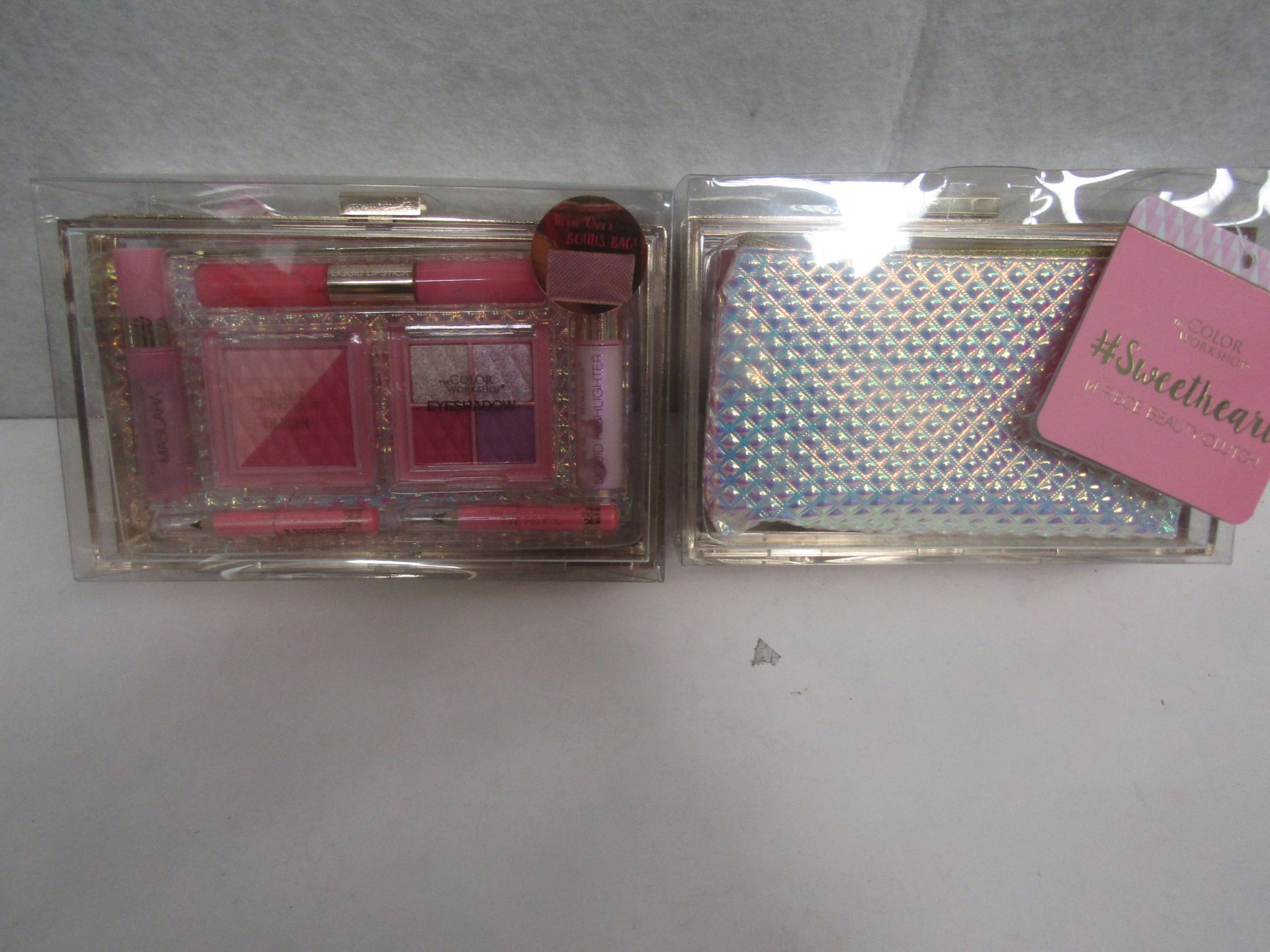 2x TheColourWorkshop - Sweetheart 14-Piece Beauty Set With Clutch Bag - New & Packaged.