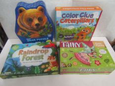 4-Item Mixed Item Puzzle Lot : 1x Peaceable Kingdom - 257pc Bear Shaped Puzzle - New. 1x Peaceable