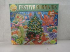 6x Peaceable Kingdom - Dazzling Gold Foil Festive Mermaids 100-Piece Puzzle - New & Boxed.