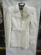 Pretty Little Thing Designed By Naomi Campbell, White Tailored Satin Lapel Blazer Dress- Size 12,