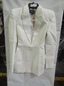 Pretty Little Thing Designed By Naomi Campbell, White Tailored Satin Lapel Blazer Dress- Size 12,
